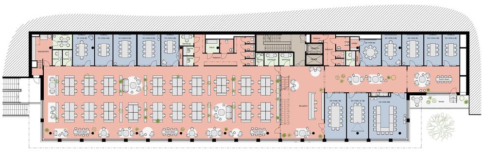 Planlösning för Granitor Properties kontor Wasted Spaces i Stockholm