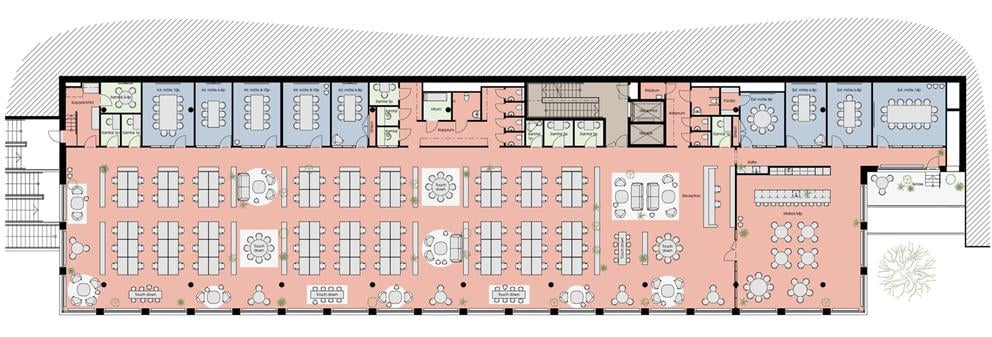 Planlösning för Granitor Properties kontor Wasted Spaces i Stockholm