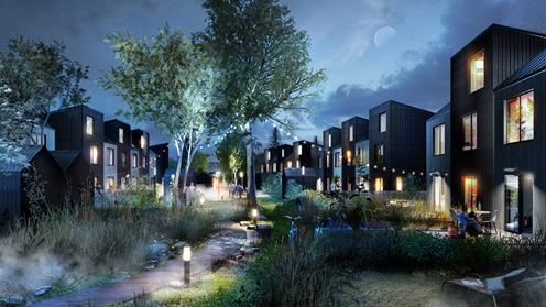 Exteriör över Granitors bostäder Kv Sörgården i Växjö